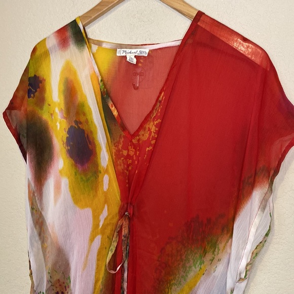 Michael Stars Water Color Maxi Sheer Swim Cover-Up OSFM - Picture 5 of 9